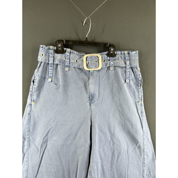 NWOT Free People We The Free Sloane Belted Pants Size Large Blue - Picture 3 of 7